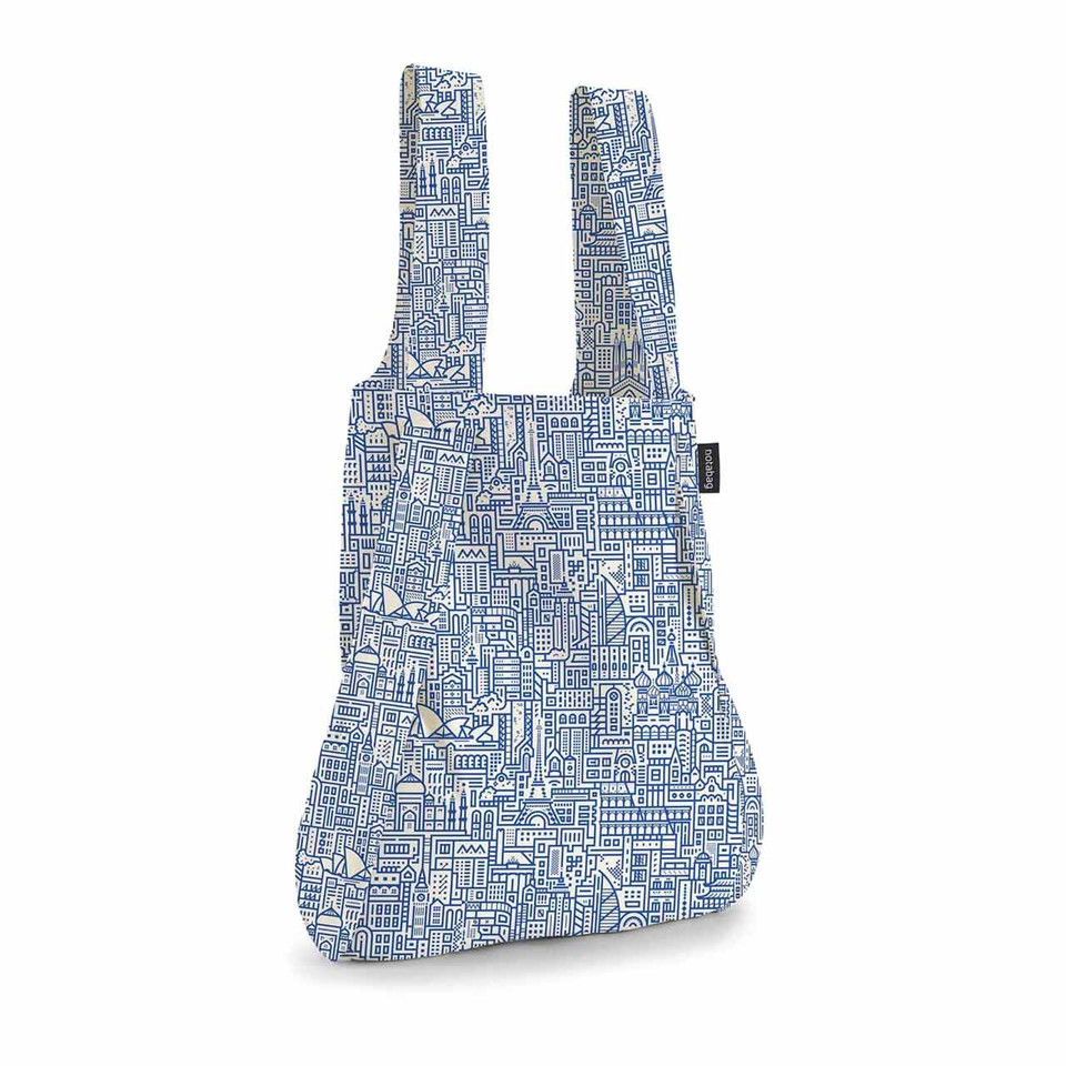 Notabag Hello World Raw/Blue Shopping Bag & Backpack | the design gift shop