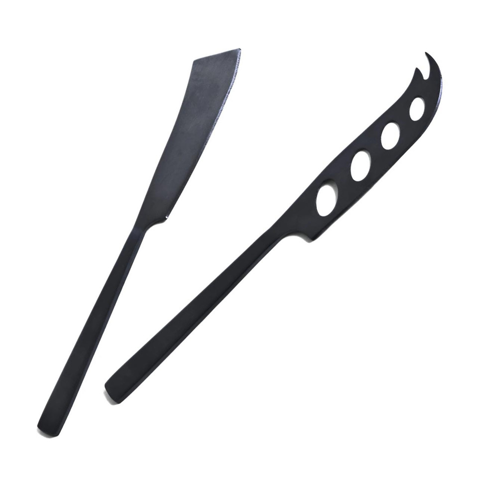 GABEL&TELLER Satin Black 2 Piece Cheese Knife Set | the design gift shop