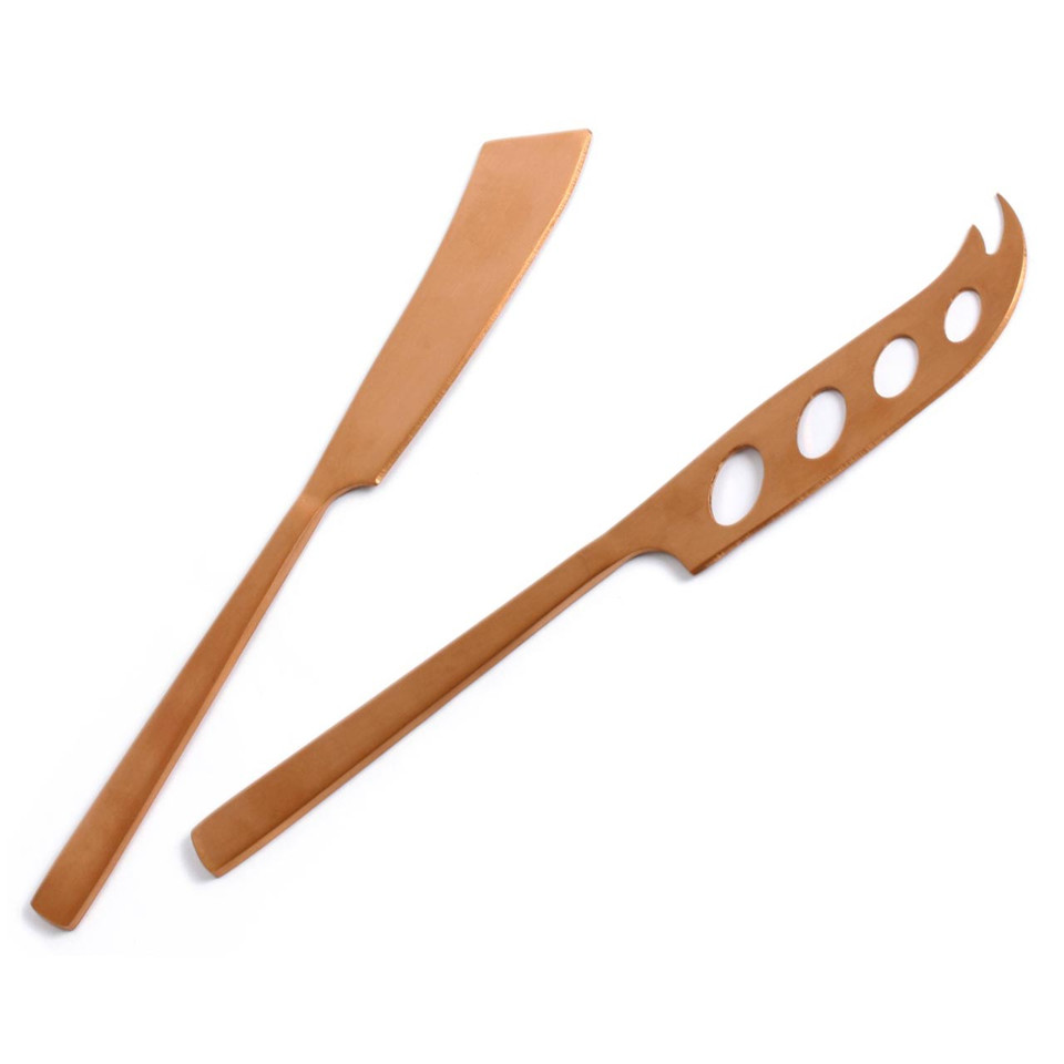 GABEL&TELLER Satin Copper 2 Piece Cheese Knife Set | the design gift shop