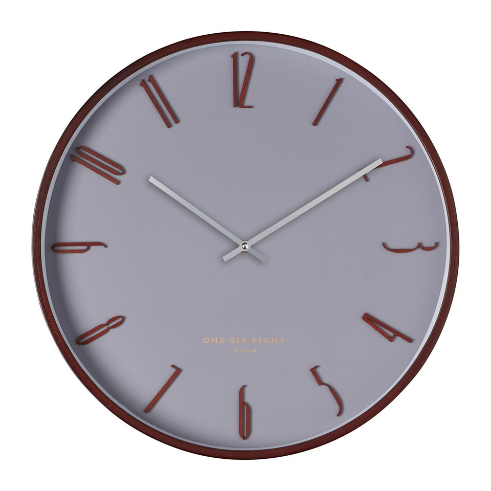 ONE SIX EIGHT LONDON silent wall clock FREDDIE grey - Ø 41 x 4.5 cm - front | the design gift shop
