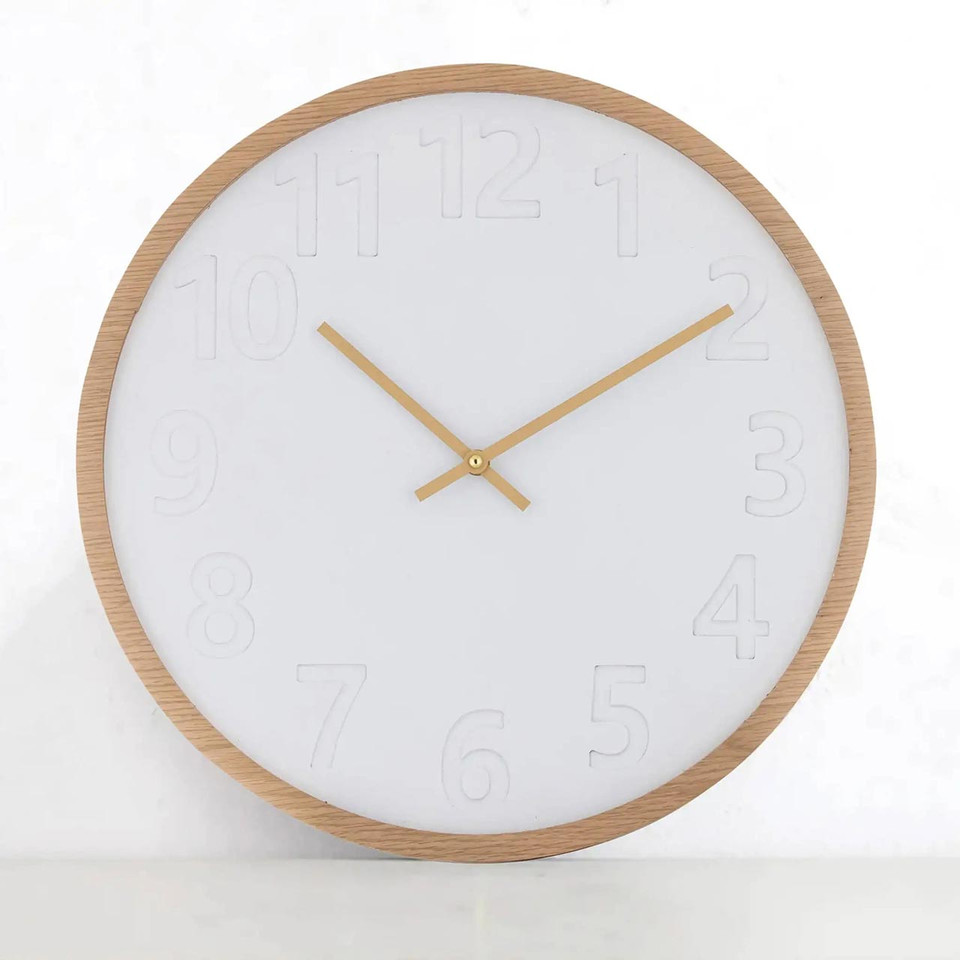 AMALFI John Wall Clock, White Dial, Fir Rim, Ø 42 x 3.5 cm | the design gift shop