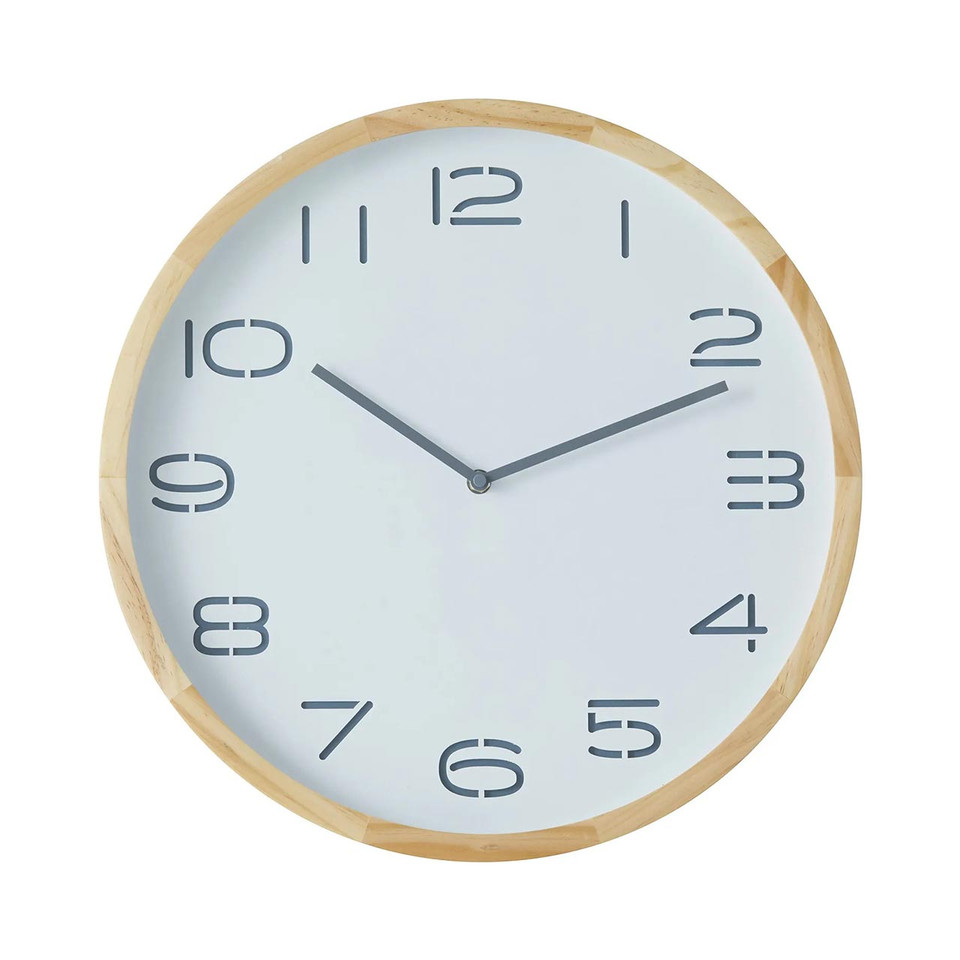 AMALFI Leni Wall Clock, Black Dial, Pine Rim, Ø 41.5 x 8.5 cm | the design gift shop