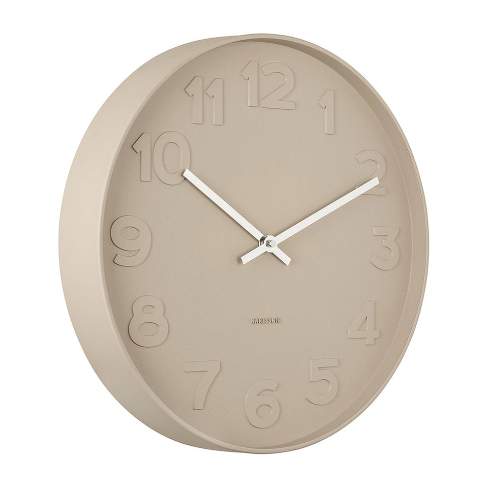 Karlsson Mr. Brown Numbers wall clock with sand brown dial and steel rim  - Ø 37.5 x 6 cm | The Design Gift Shop