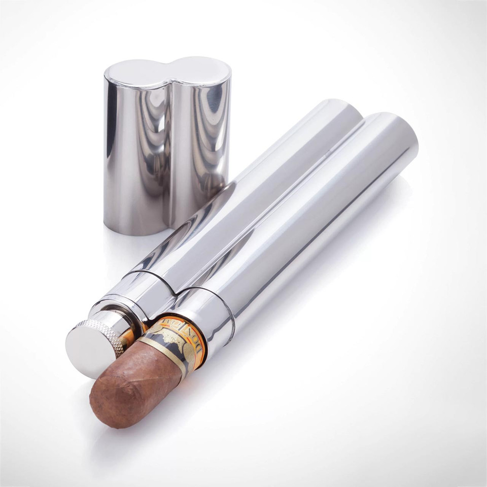 VISKI Stainless Steel Cigar Holder & Flask | the design gift shop