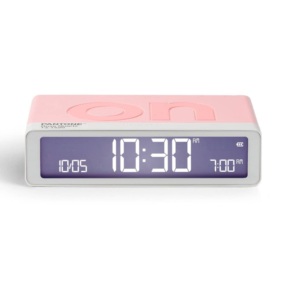LEXON x  Pantone Flip Classic Rose Quartz LCD alarm clock | the design gift shop
