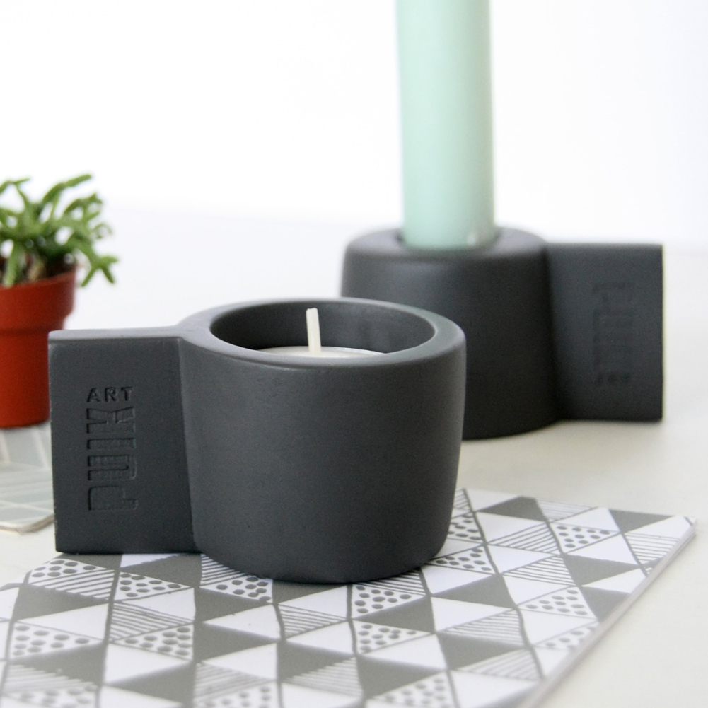 Dark Grey Silicon Candle Holder Set SILLY by PUIKart | The Design Gift Shop