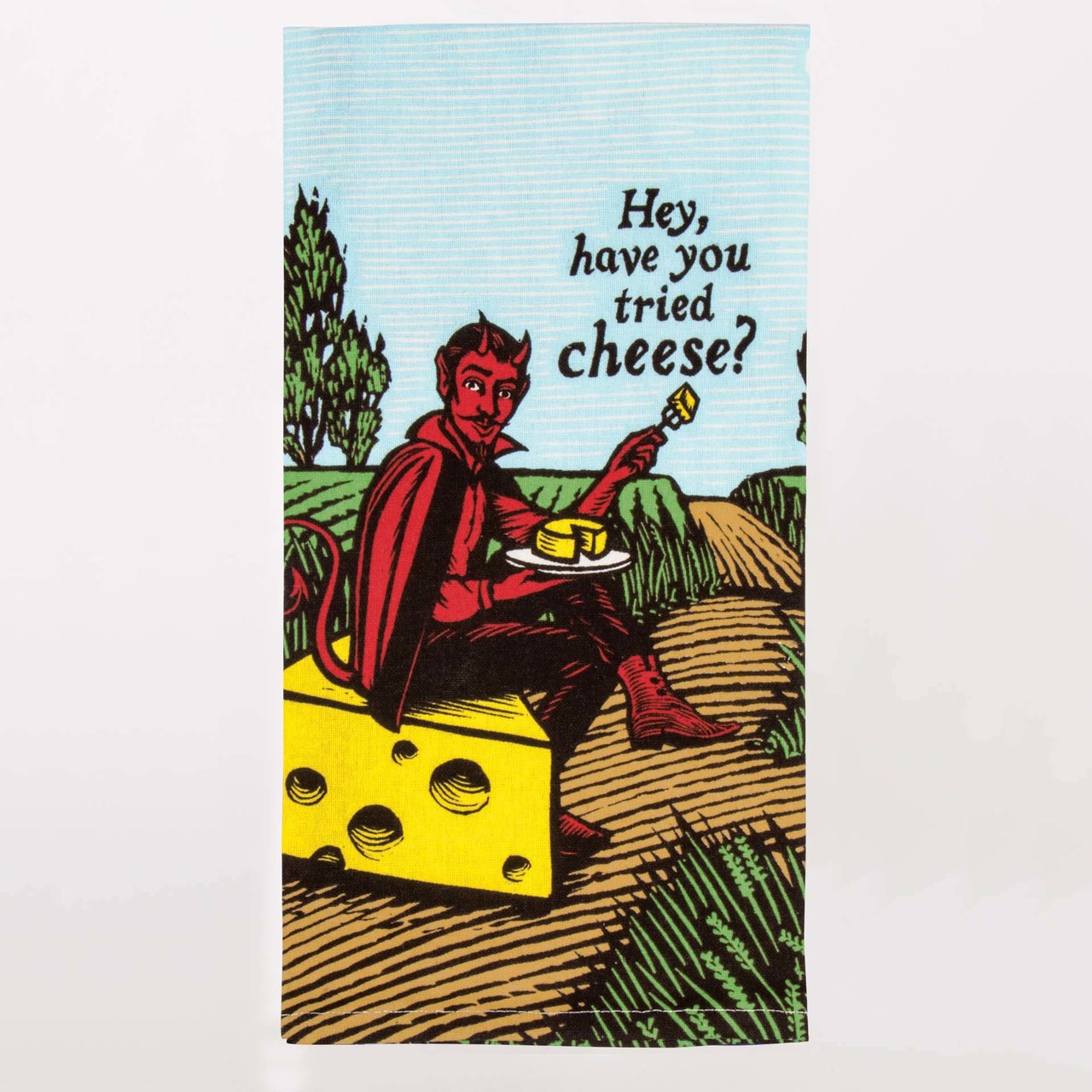 'Hey, Have You Tried Cheese?' Dish Towel by Blue Q  | The Design Gift Shop