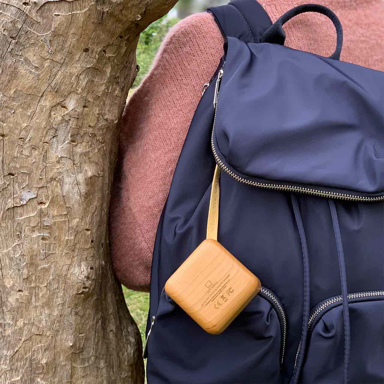 GINGKO Mi Square Pocket Bluetooth Speaker Cherry Wood | the design gift shop