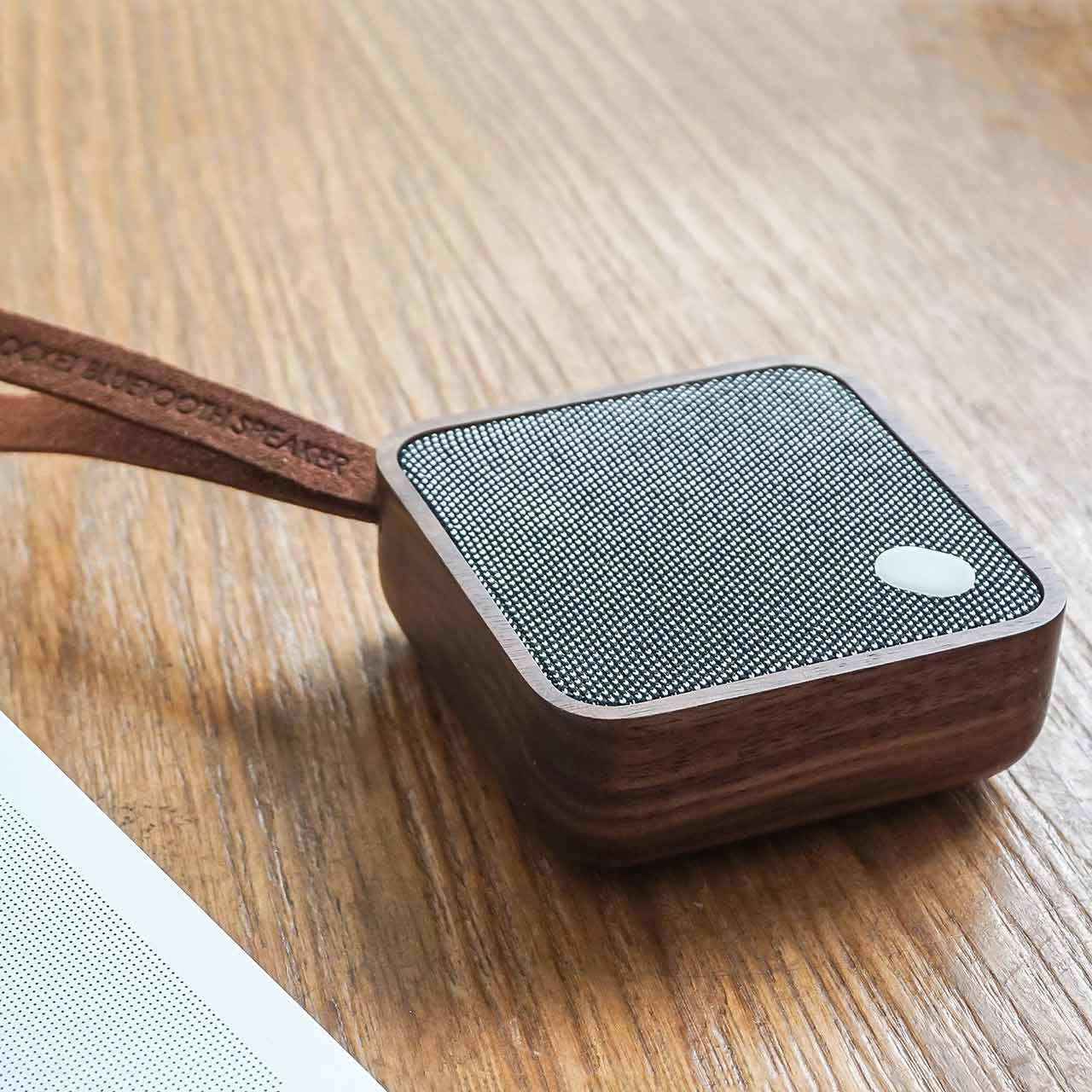 GINGKO Mi Square Pocket Bluetooth Speaker Walnut Wood | the design gift shop