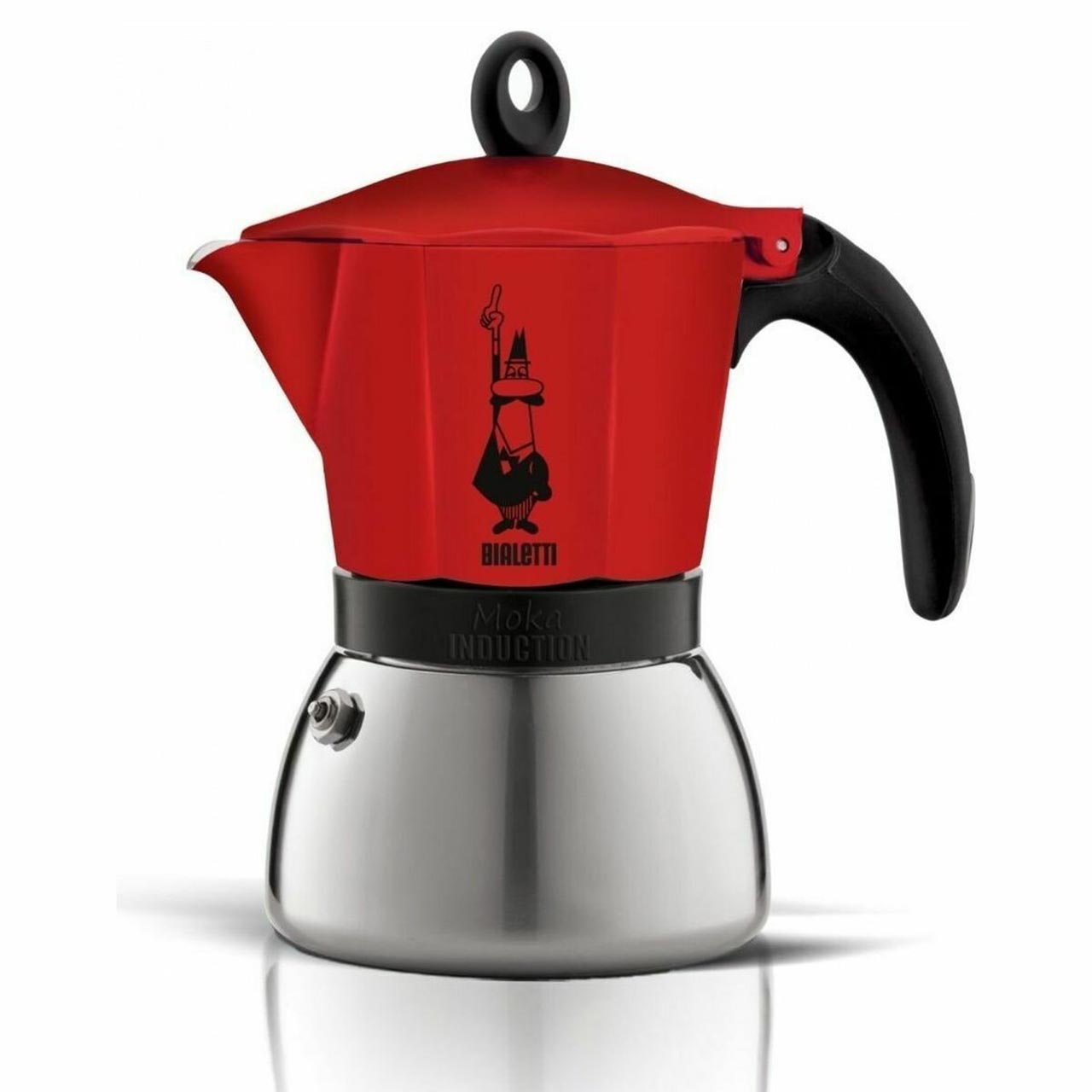 Bialetti New Moka Induction Coffee Maker Moka Pot, 6 Cups, 280 ml,  Aluminium, Red, Compatible with Induction pan and Gas stove: Italian Made