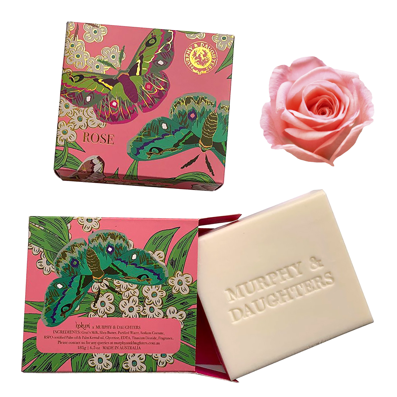 MURPHY & DAUGHTERS Rose Boxed Soap 185 grams | the design gift shop