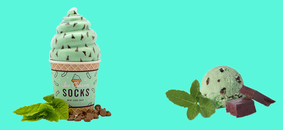 ice cream socks mint choc chip