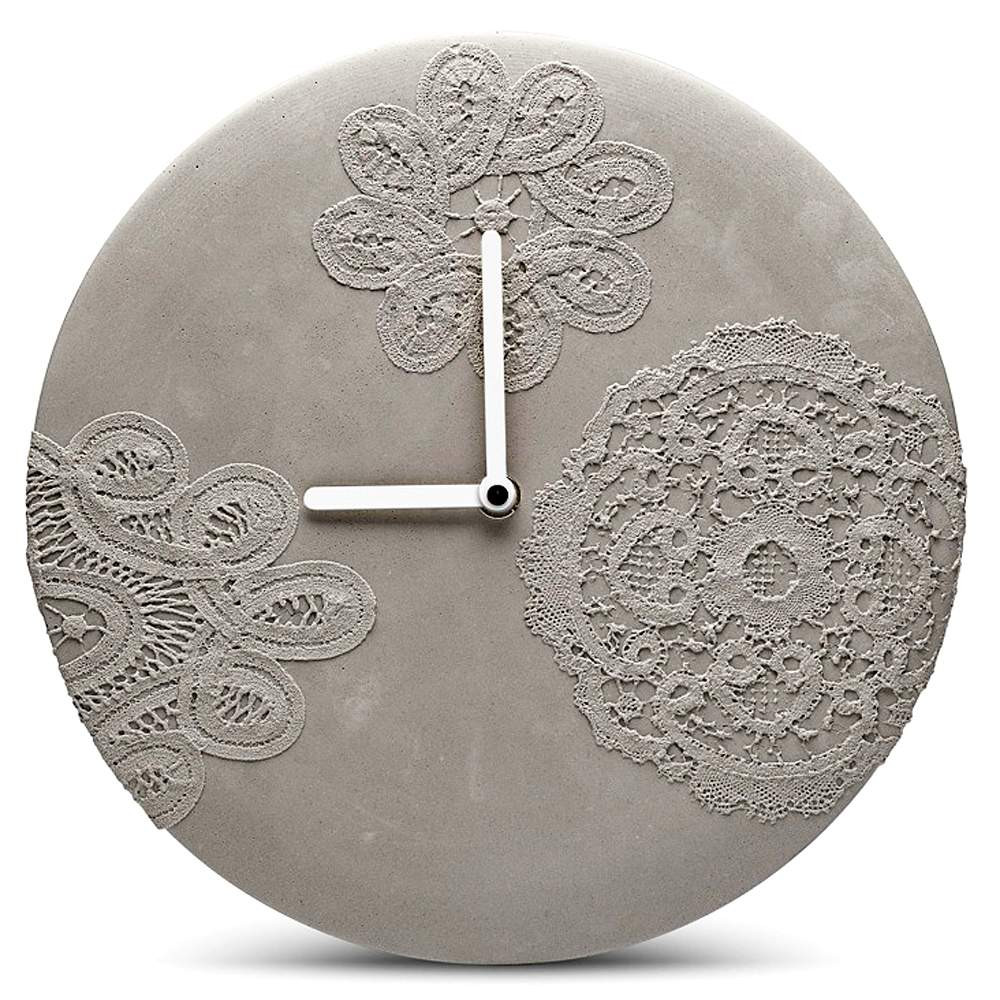 Concrete wall clock Brussels lace pattern The Design Gift Shop