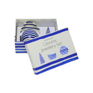 ANNABEL TRENDS set of 3 blue striped ceramic jewellery storage items in a gift box | the design gift shop