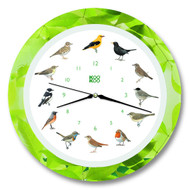 KooKoo - Singvögel - European Songbirds - Wall Clock - Green Leaf Rim | the design gift shop