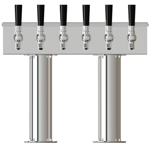 3" Double Pedestal Beer Tower - 6 Taps - Air Chilled