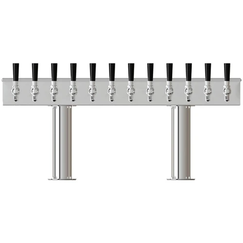 4" Double Pedestal Beer Tower - 12 Taps - Glycol Chilled