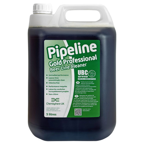 Beer System Cleaner - Pipeline Gold Professional - 5L (1.3 Gal) - Chrlorine-Free - Special Green Edition - Canada Only 