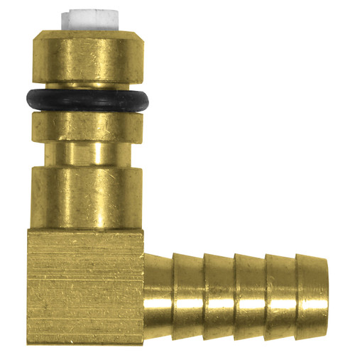 Pump Fitting - 1/4" Elbow Hose Barb Inlet with Check Valve - Brass