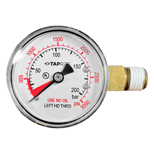 Regulator Gauge - TapRite - 3000 PSI - Left Hand Thread