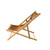 Foldable wooden sling patio chair, three-quarter view, tan fabric sling seat - BeverageCraft.