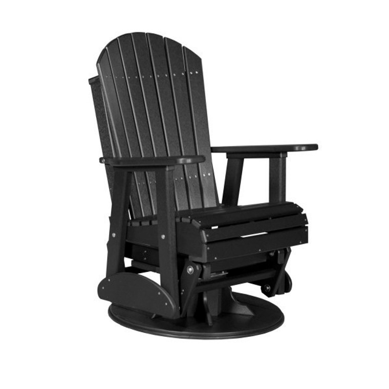 Luxcraft Poly 2' Adirondack Swivel Glider - Black-P2ASGBL
