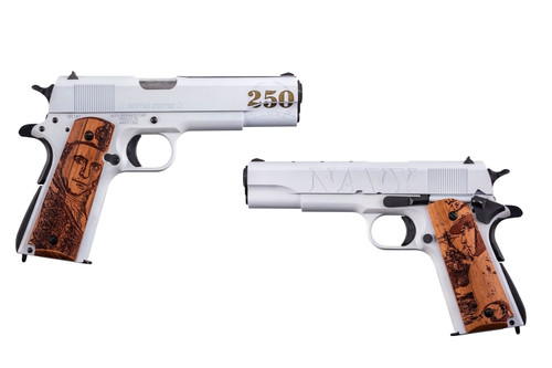 Auto-Ordnance - Thompson Auto-Ordnance Thompson 1911A1 Navy 250th Edition .45 ACP Semi-Auto Pistol with Custom Engraved Hardwood Grips 1911BKOC16