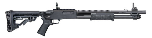 Mossberg Mossberg 590R 12 Gauge Pump Action Shotgun with Matte Blue Finish and MBUS 3 Folding Sights 50762
