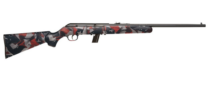 Savage Arms Savage Arms 64 F Semi-Auto 22LR Rifle with US Flag Synthetic Stock and Matte Blue Finish 40222