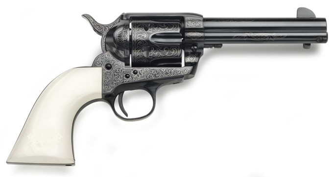 Taylor's & Company Taylor's & Company 1873 Outlaw Legacy .45 Colt Revolver with Engraved Blued Finish and Navy Grip 200056