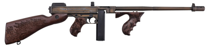 Auto-Ordnance - Thompson Auto-Ordnance Thompson 1927A-1 Bonnie & Clyde .45 ACP Rifle with Engraved Steel Receiver and 50+1 Capacity T150DC6