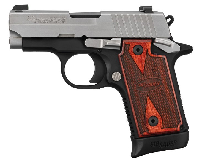 SIG SAUER SIG SAUER P238 Two-Tone .380 ACP Semi-Auto Pistol with Night Sights and Rosewood Grips 238-380-TXR3