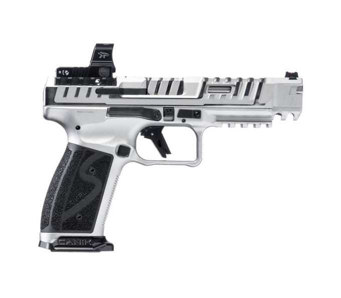 CANIK CANIK SFx Rival-S 9mm Chrome Semi-Auto Pistol with Optics Plate and Flared Mag-Well HG7607C-N