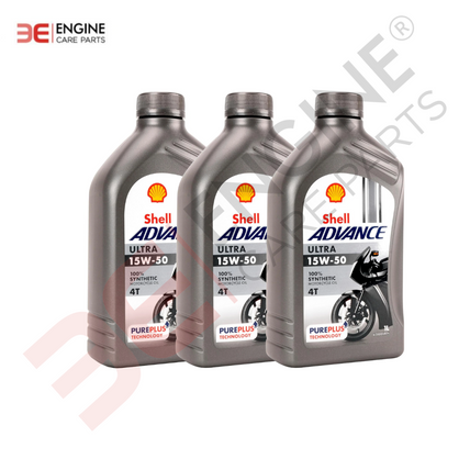 Shell Advance Ultra 4T 15W-50 Fully Synthetic Motorcycle Oil 3 Litre 3L (1L X 3)