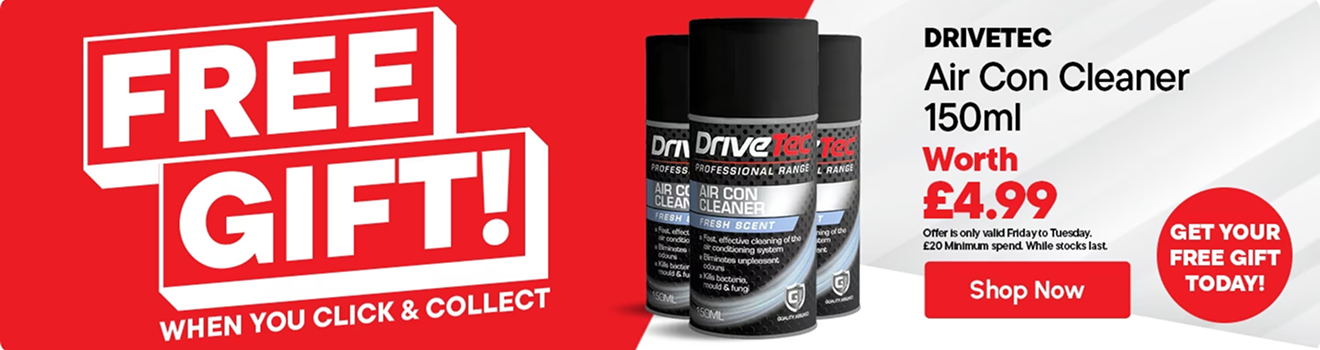 Free gift Drivetec Air Con Cleaner when you click and collect