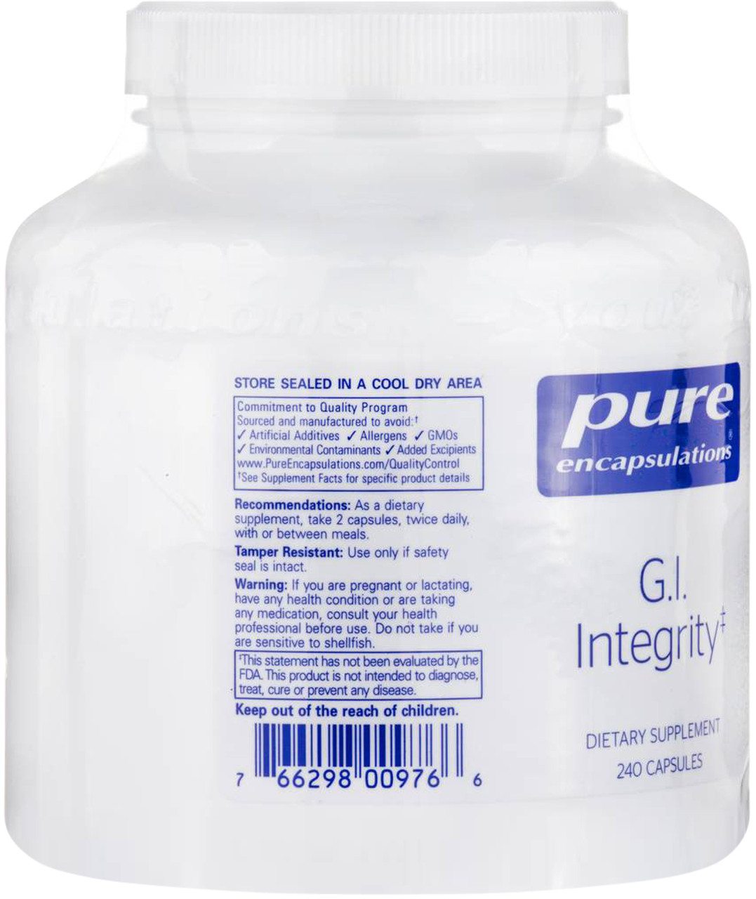 G.I. Integrity 240 veggie capsules by Pure Encapsulations