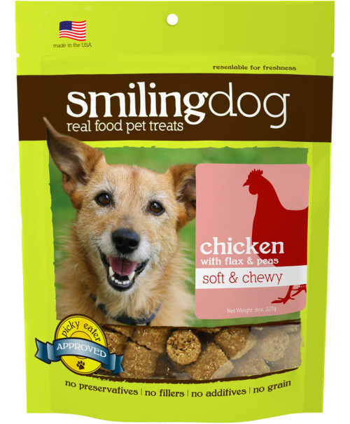Smiling Dog Soft & Chewy Treats 1 bag Chicken with Flax Peas