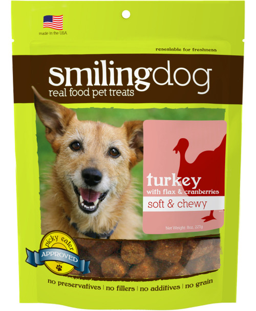 Smiling Dog Soft & Chewy Treats 1 bag Turkey with Flax Cran