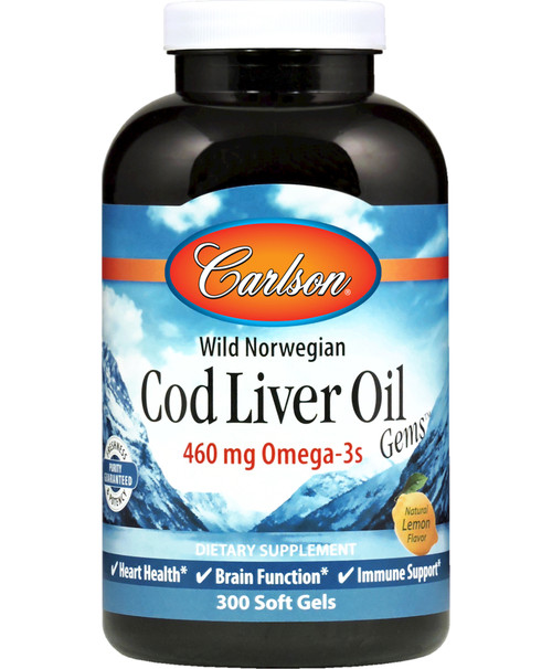 Wild Norwegian Cod Liver Oil Lightly Lemon 460 mg 300 soft gels