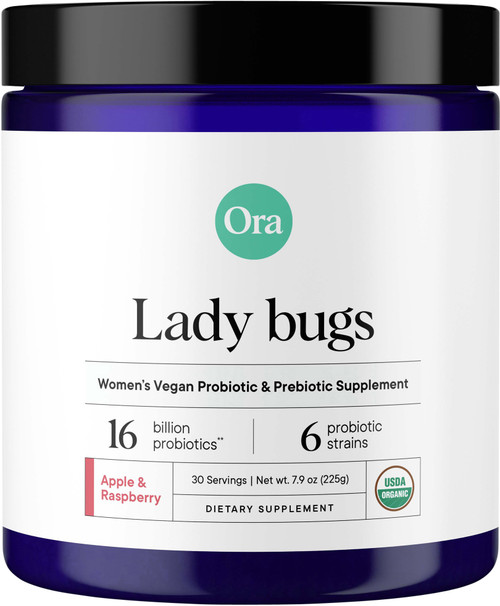 Lady Bugs: Womens Probiotic Powder 30 servings Apple Raspberry