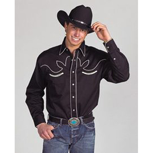 Men's Retro Western Shirt Black Main Image