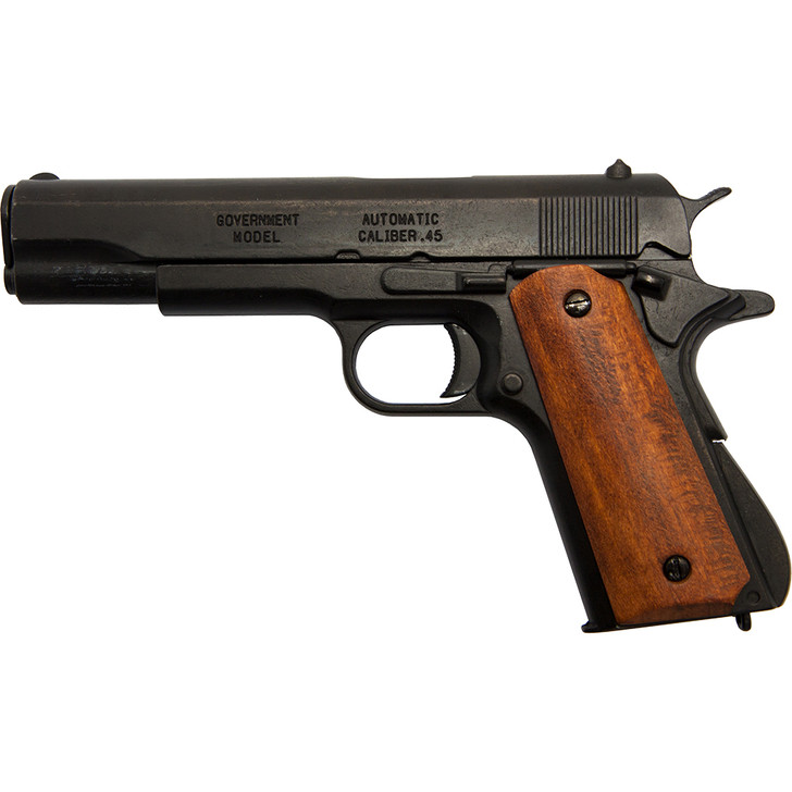 Replica M1911A1 Black Finish Dark Wood Grips Government Automatic Pistol Non-Firing Gun Main Image