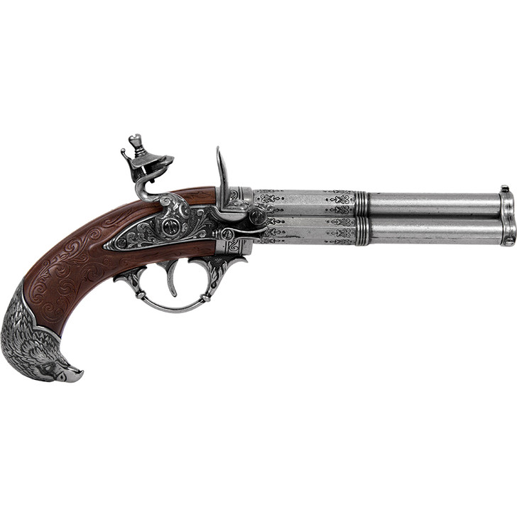 French 18th Century 3 Barrel Flintlock Pistol Main Image