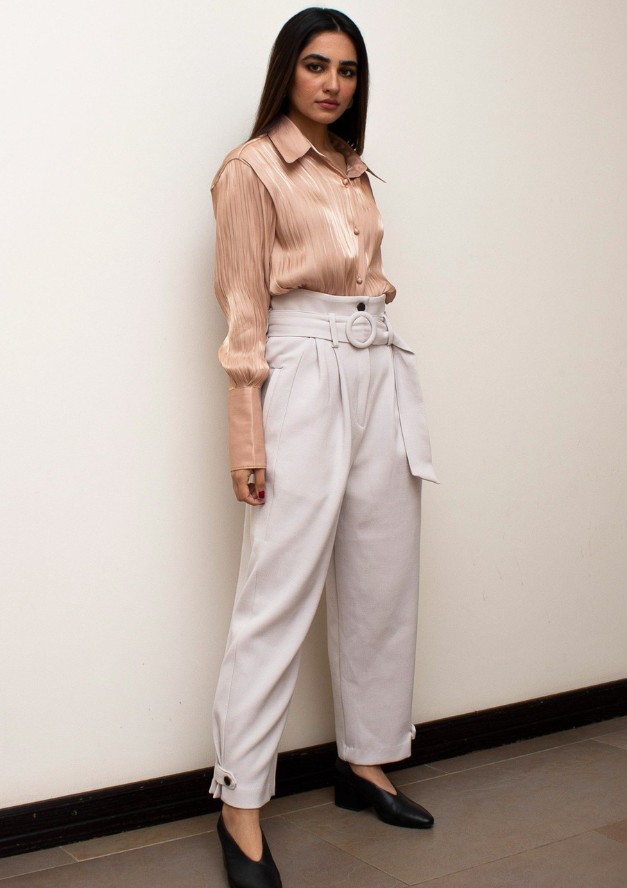 Super High Waisted Belted Ankle Pant