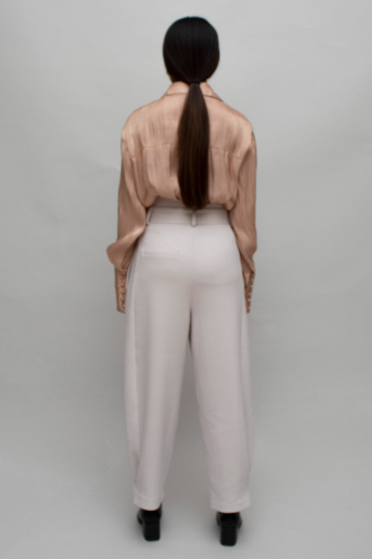 High-waist wide-leg trousers with double dart detail · Washed, Cream ·  Dressy | Massimo Dutti