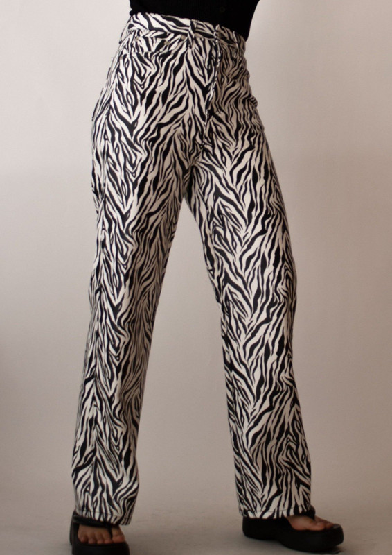 Zebra Straight Leg Faux Leather Pants - WANTS