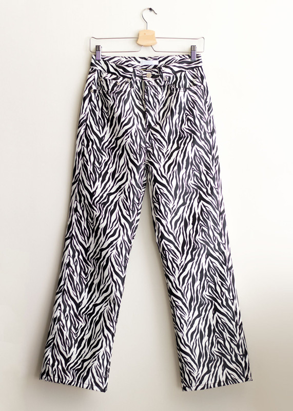 Zebra Straight Leg Faux Leather Pants