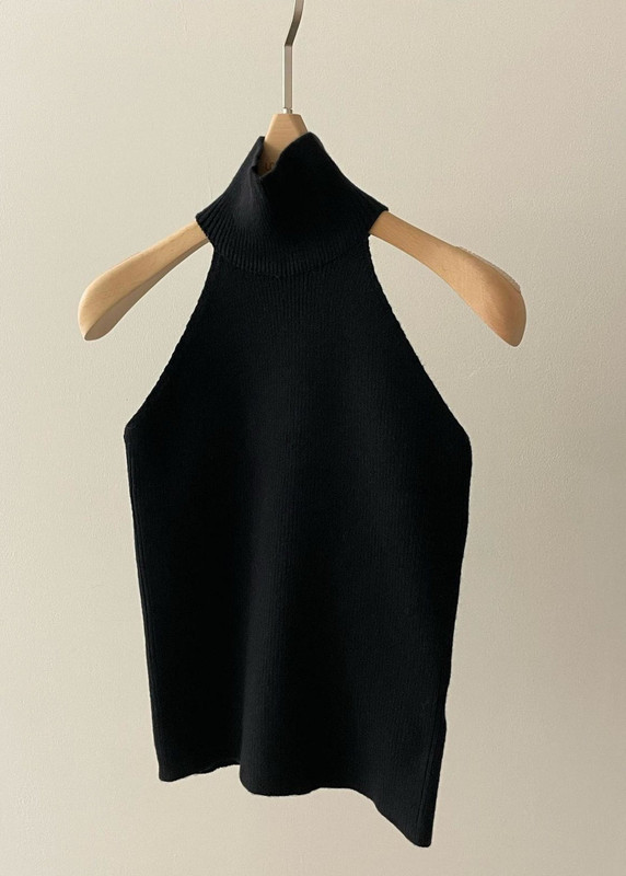 keith sleeveless turtleneck top - black