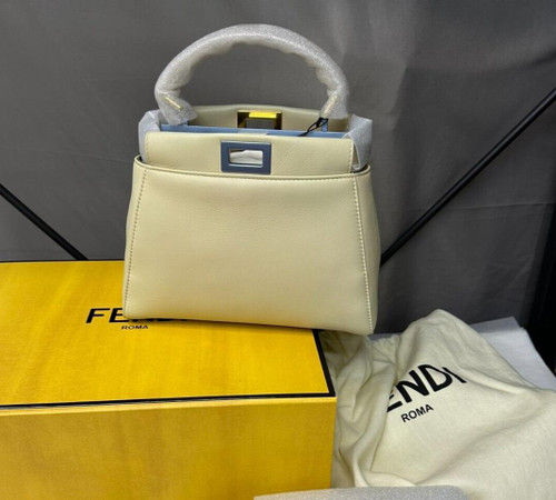 FENDI Peekaboo Mini Leather White 2WAY Bag 1033101