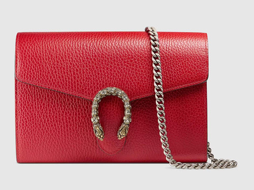 GUCCI Dionysus Mini Leather Chain wallet Bag Red  1031904